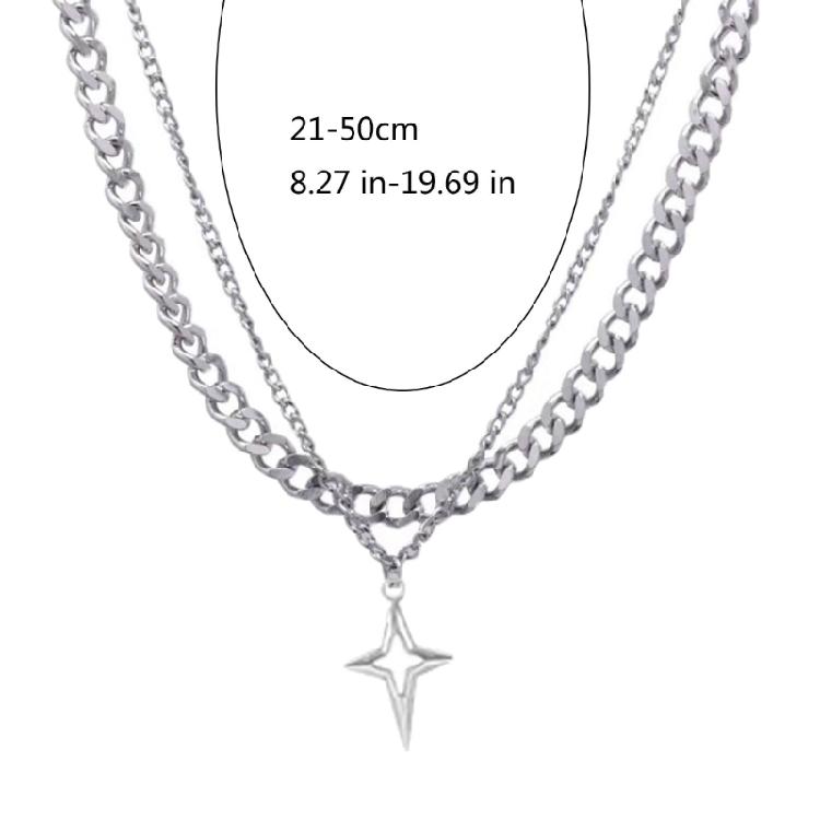 Trendy Double Layer Star Necklace Adjustable Length Zinc Alloy Lightweight Neckchain Gift For Any Occasion