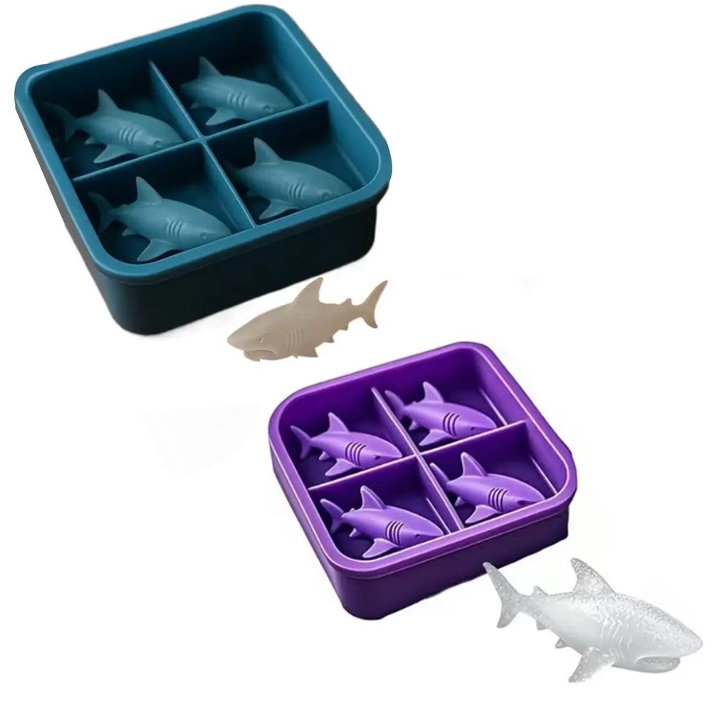 3d Shark Silicone Ice Molds Cute And Easy-Release Silicone Suitable For Whiskey Beer And Juice Bpa-Free
