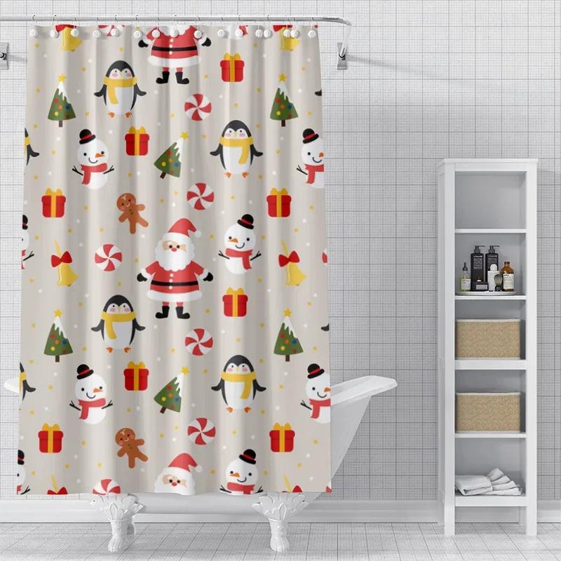 Home decoration shower curtains for bathroom waterproof curtain fabric Modern Nordic style Living Room Merry Christmas winter