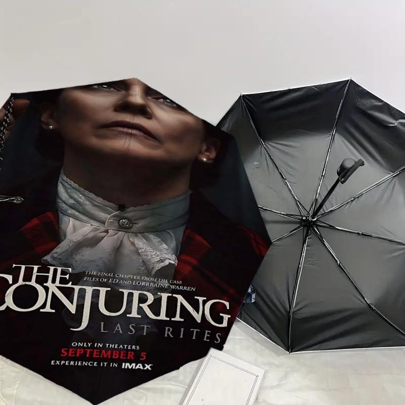 1pc CONJURING LAST RITES Automatic Open/Close Umbrella Compact Folding Umbrella with 8-Rib Shaft Lightweight Esign, for Women/Men1211A