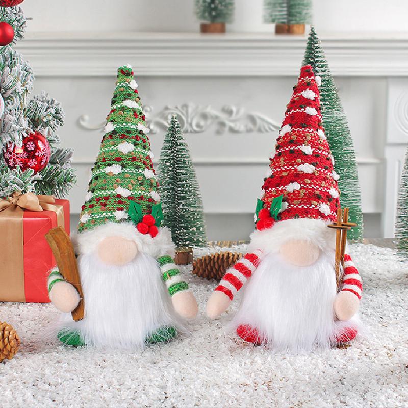 Sled Doll Christmas Ski Gnome Led Light Rudolph Decor Home Xmas New Gifts Year
