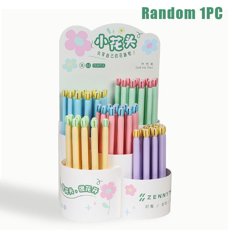 

New 1/4Pcs Creative Small Flower-Shaped Push-Button 0.5mm Black Quiz Pen/Gift Pen/Stationery/Signature Pen