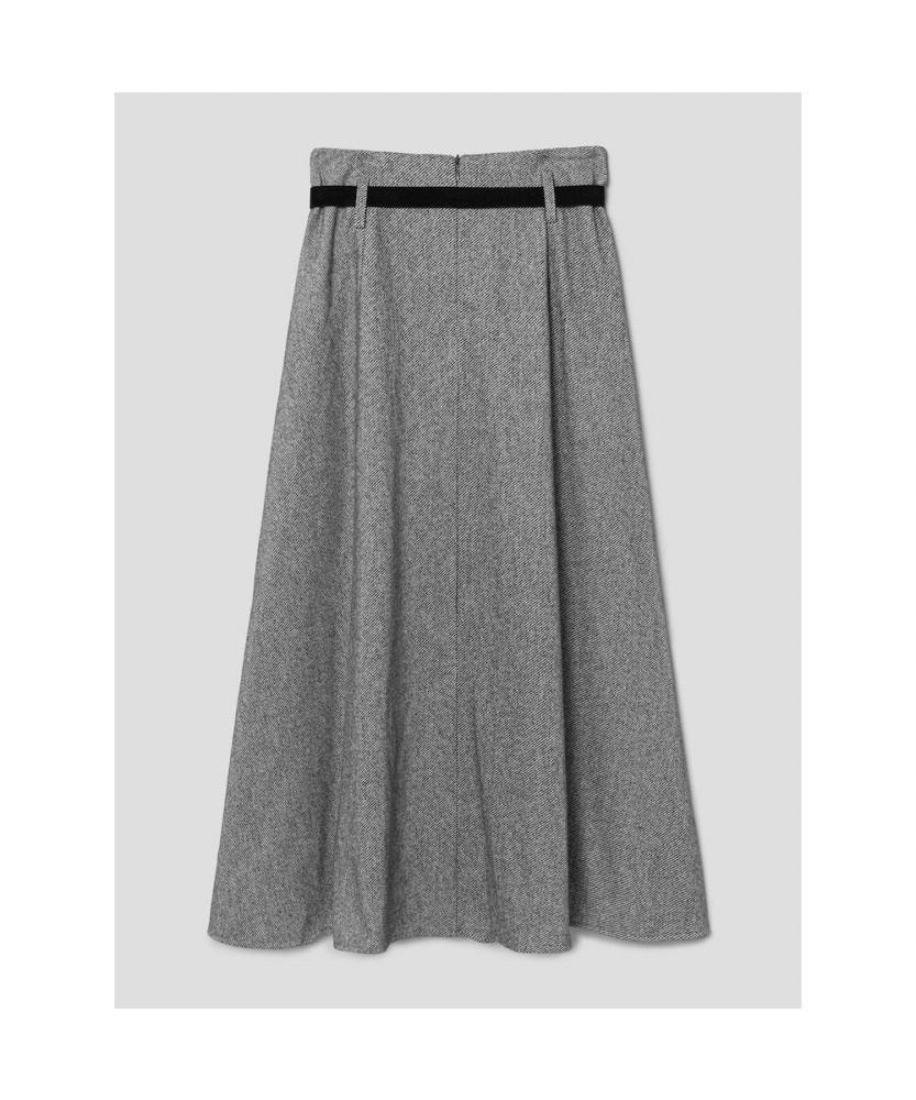 8SECONDS Belted Herringbone Skirt Gray