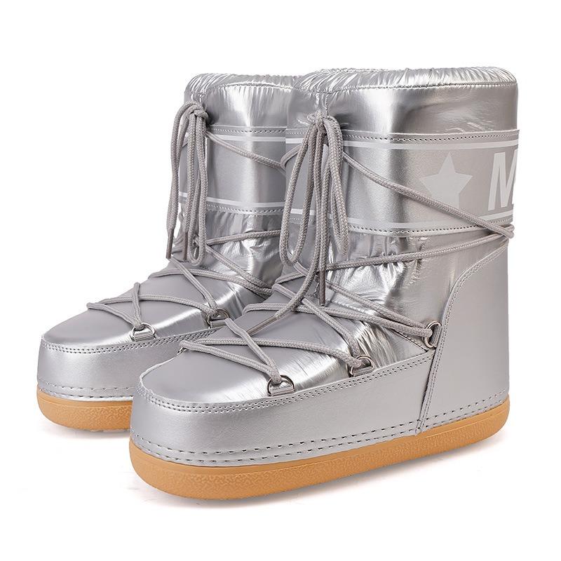 Walking in Space Serie Weltraumstiefel Damen Winter Reise Skistiefel Wasserdicht und Rutschfest Mittelhohe Schneestiefel