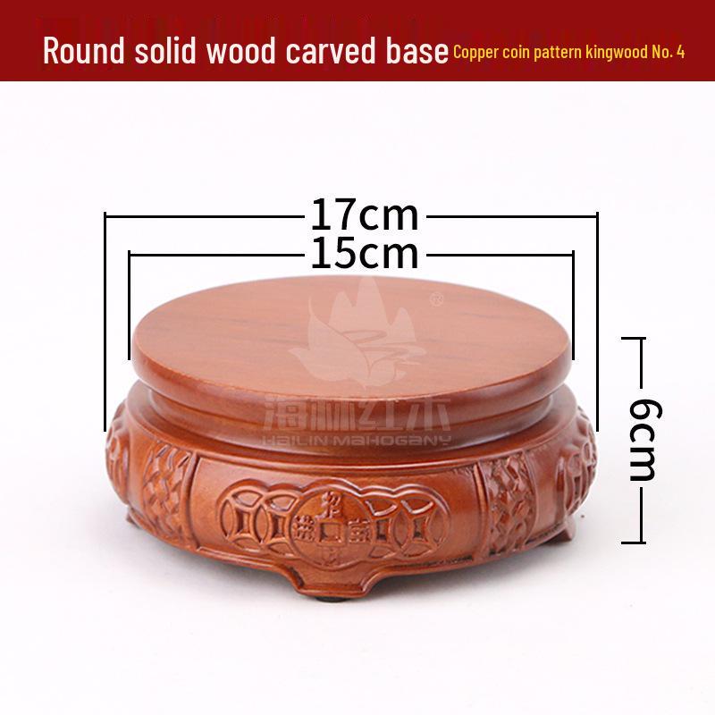 Rosewood Carved Flower Arrangement Bonsai Vase with Ebony Buddha Statue Holder.