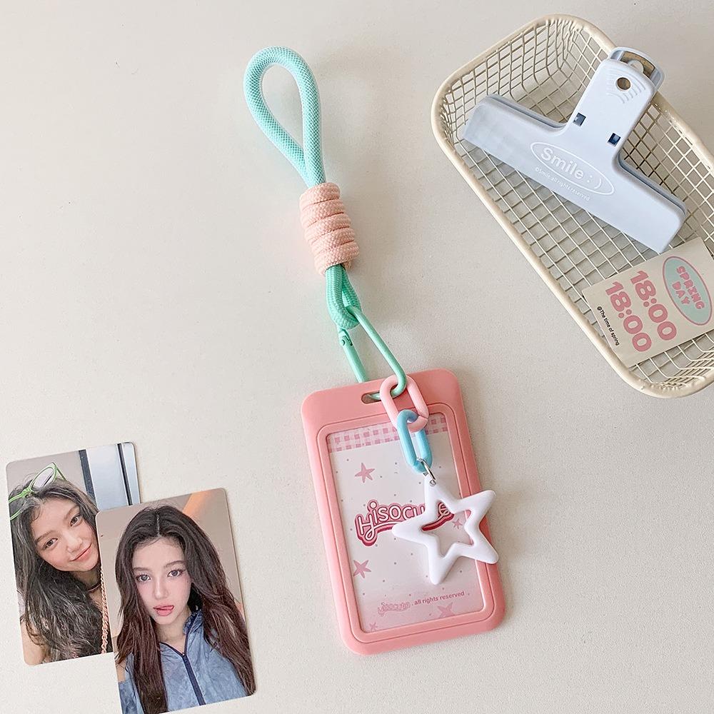 Star Pendant Photos Protective Cover Sliding Cover ID Card Storage Cute Students Card Holder