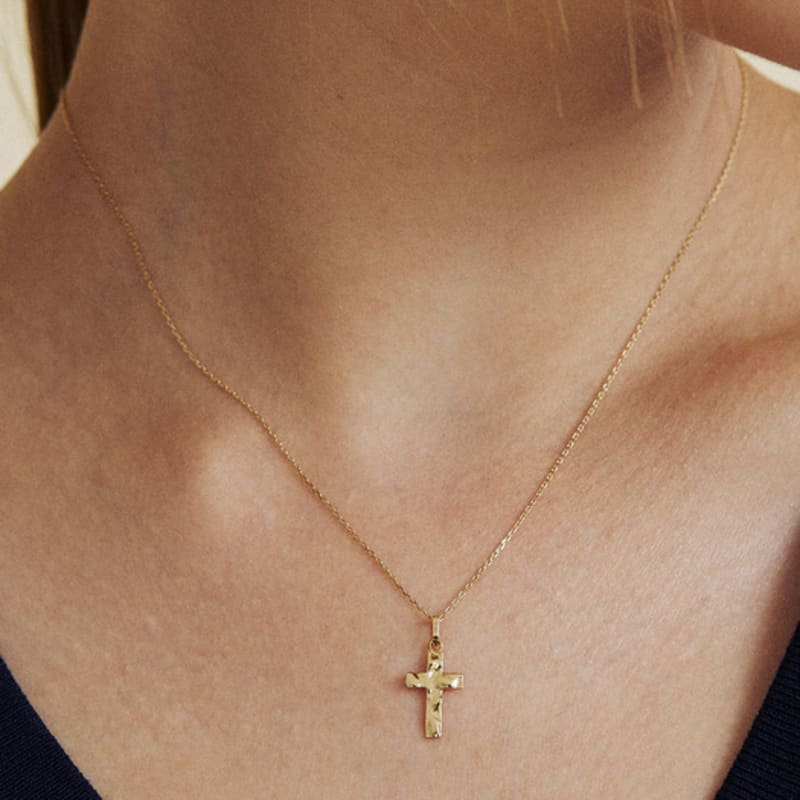 МАРКИРОВКА 14К Подвеска «Истинный крест» yellow gold