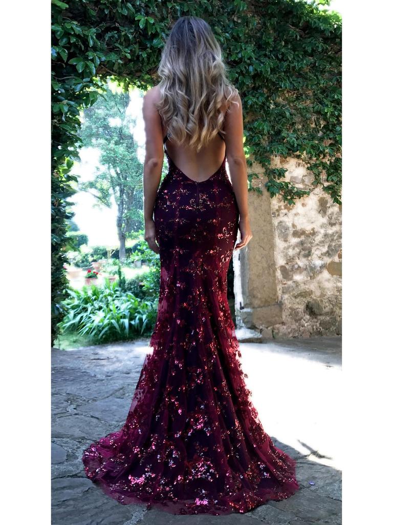 2025 Evropské a americké dámské šaty s výstřihem do V, odhalenými zády, se sekviny a šněrováním