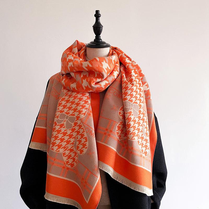 Qiandongge Imitation Cashmere Shawl Women'S Cape Dual-Purpose Versatile Sunscreen Photo With Fringed Warm Scarf