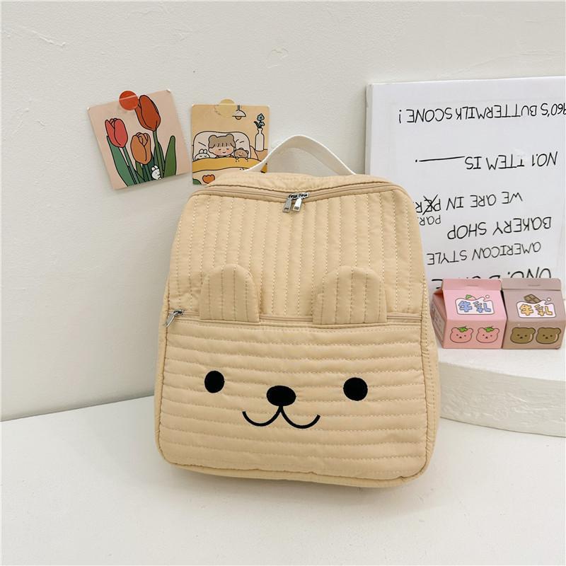 Очаровательный детский рюкзак с мультяшной вышивкой, легкий холщовый школьный рюкзак для мальчиков и девочек хаки