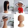 Elegant Hat And Wig Holder Rattan Crafted Mannequin Head Headwear Showcase Rack For Fashion Enthusiasts