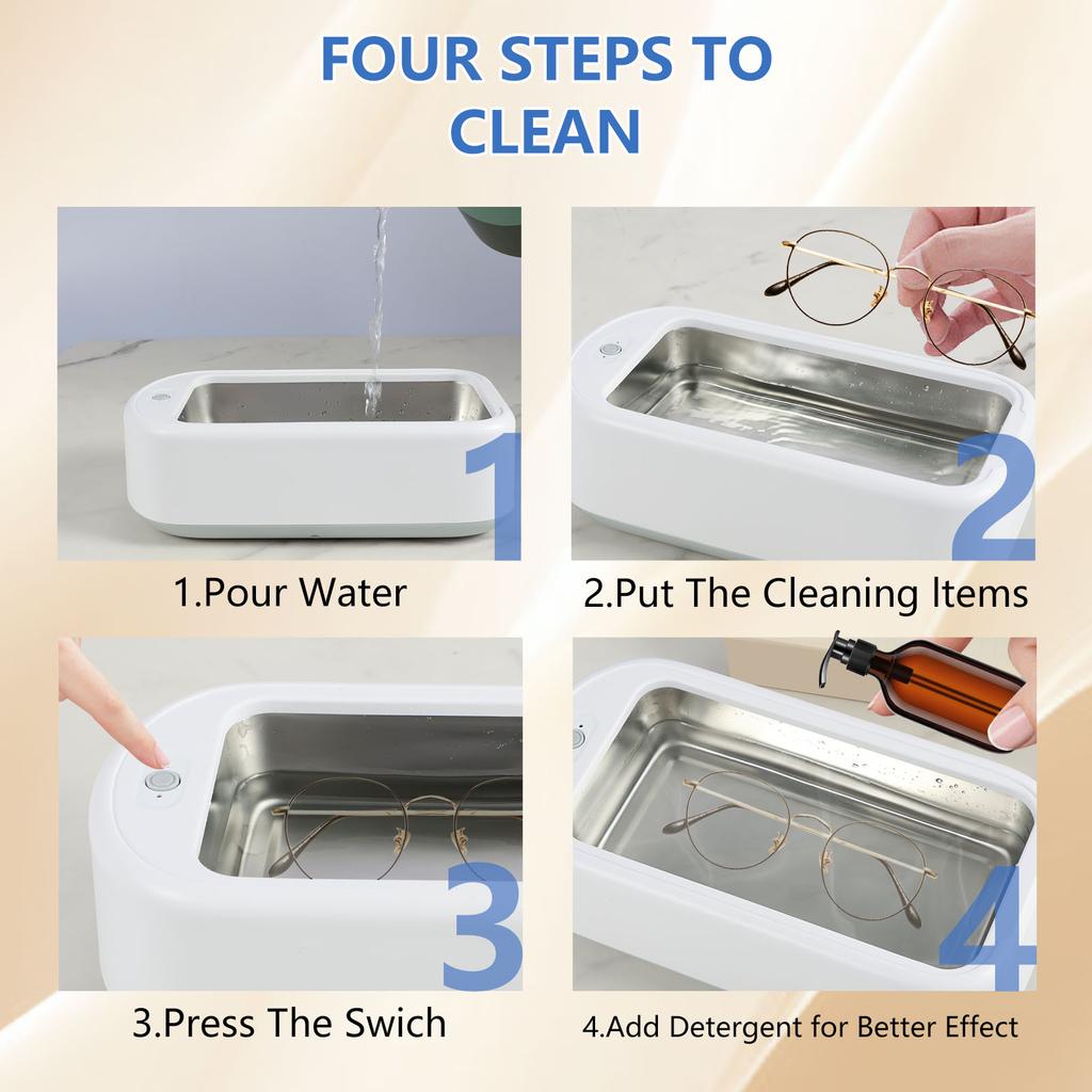 360° Ultrasonic Jewelry Cleaner Professional Cleaning Machine for Eyewear Denture Fixer Ultrasonic Cleaning Machine