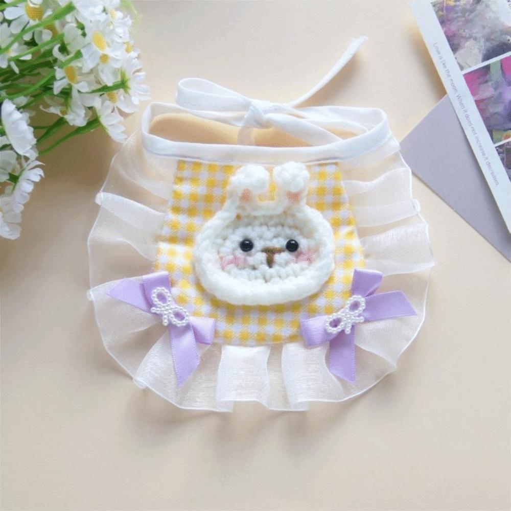 Cute Lattice Pet Scarf Lace Up Adjustable Animal Bib Cats Clothing Pet