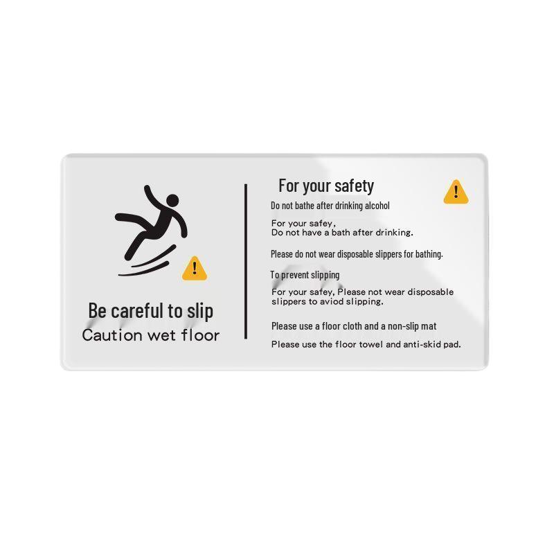 B&B Bathroom Wet Floor Warning: Use Anti-Slip Bath Mat