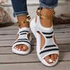 Women's Platform Comfort Casual Sport Sandals 2025 Open Toe Mesh Cloth Breathable Soft Sole Anti-slip Wear-resistant Flat Shoes