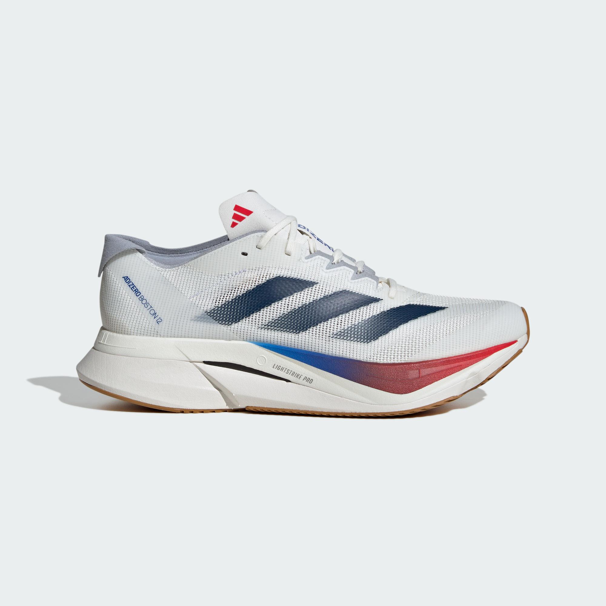 

adidas Adizero Boston 12 Основной белый Темно-синий Чистый рубин 41