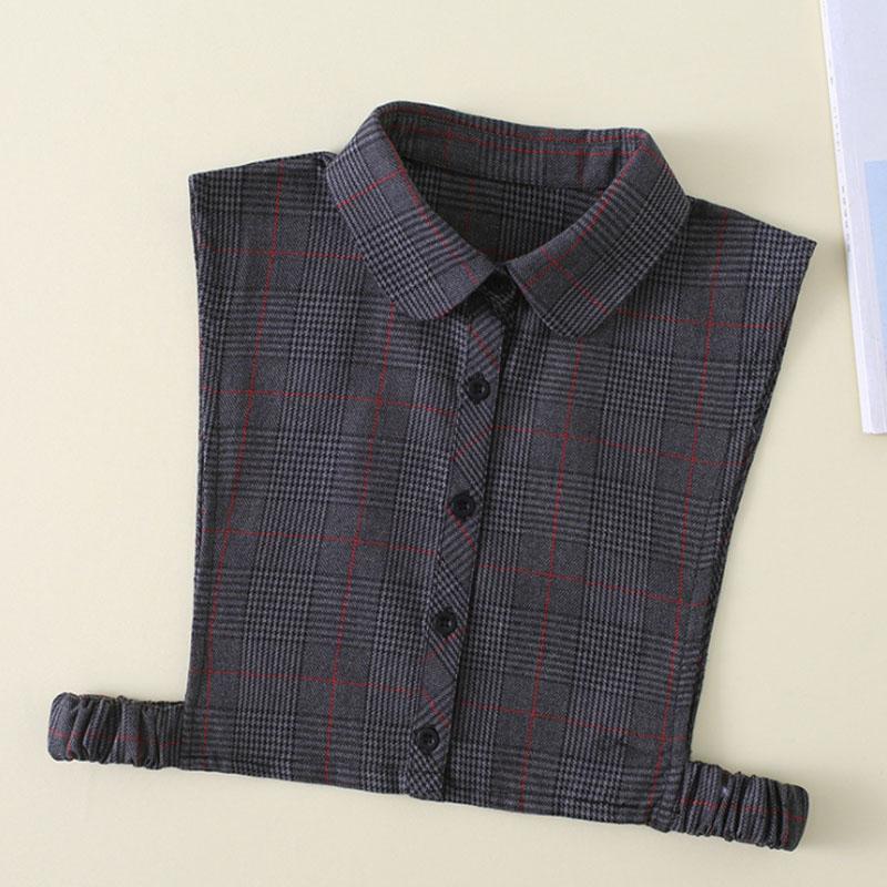 Fashion Plaid Fake Collar Women Detachable collars New Cotton False Collar Shirt Tie Female Removable Dickie Half Shirt Women