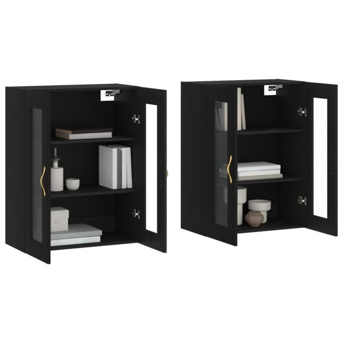VidaXL Armoires murales 2 pcs noir bois d'ingénierie 3197922