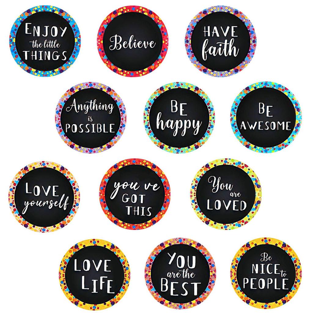 Colorful Polka Dot Inspirational Quote Magnet - Black Background Refrigerator Décor