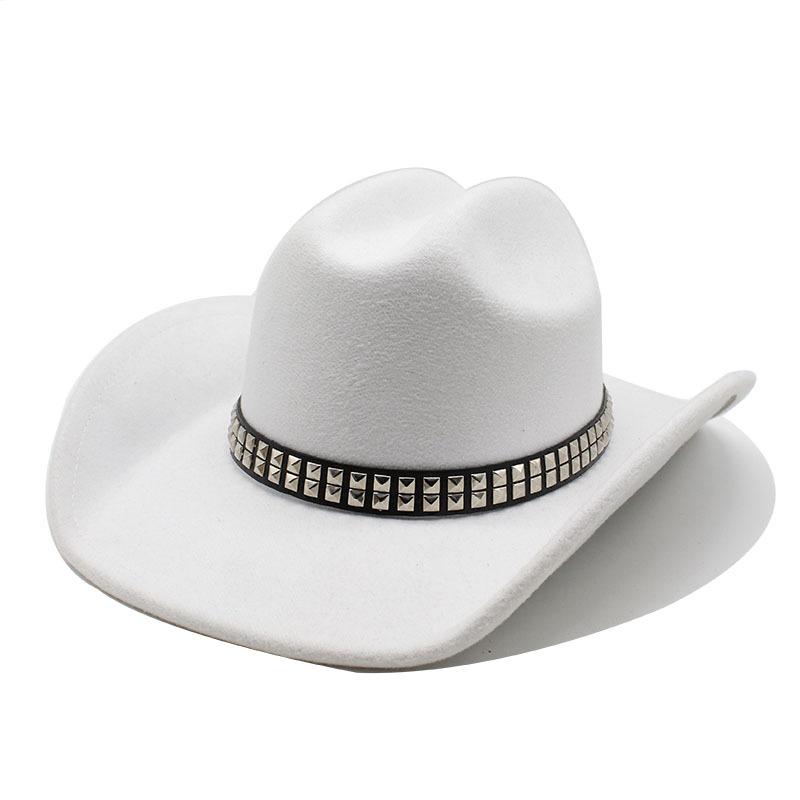 Western Cowboyhut Herren Lässiger Vielseitiger Retro Beige Wollzylinder Damen Bühnen Jazzhut