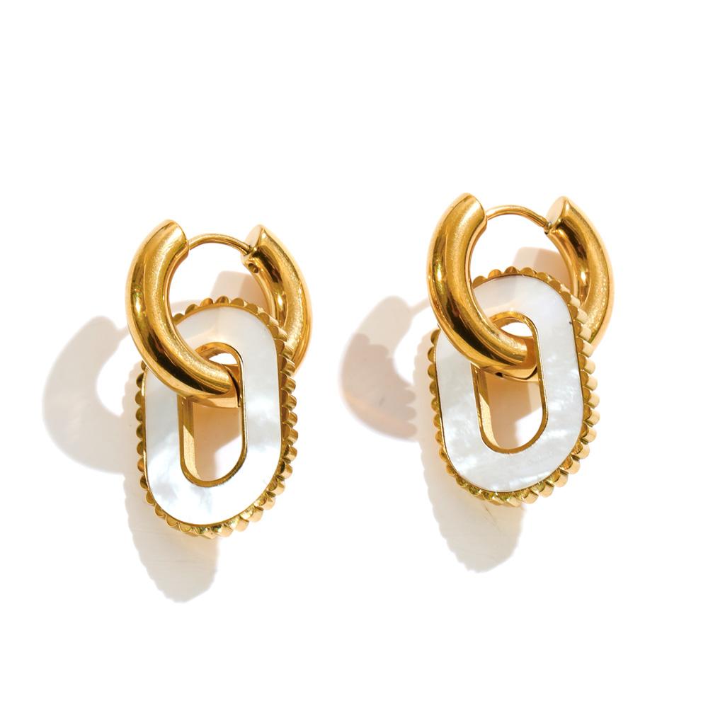 

Eetit Геометричні сережки-кільця з нержавіючої сталі з золотим PVD-покриттям 18K, стильні, унікальні, для повсякденного носіння, водонепроникні золотий