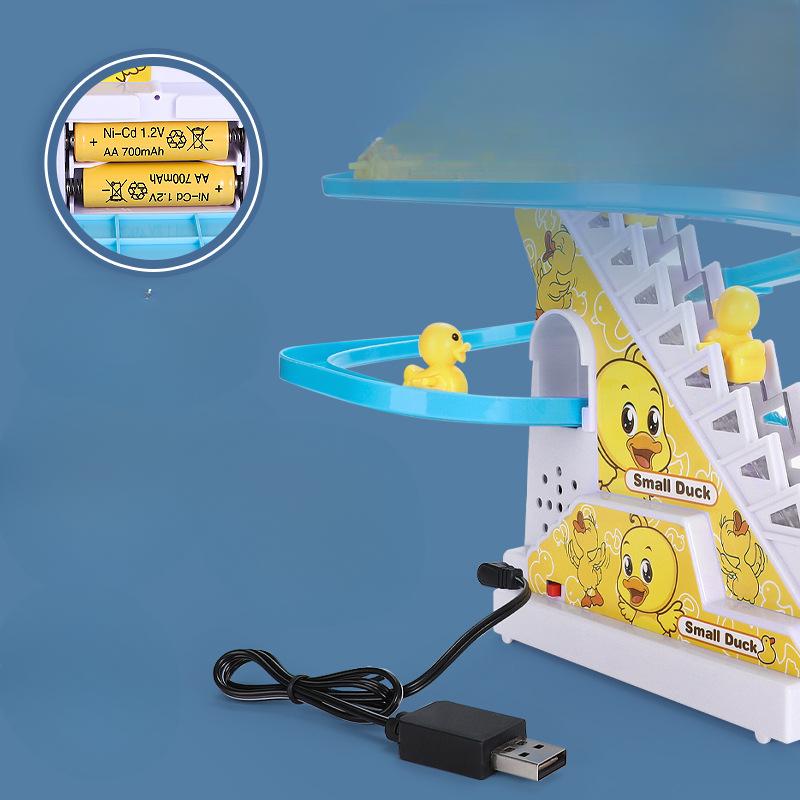Children's Little Ducks Climb Stairs, Assemble Electric Tracks, and Little Yellow Ducks Slide Down Educational Toys