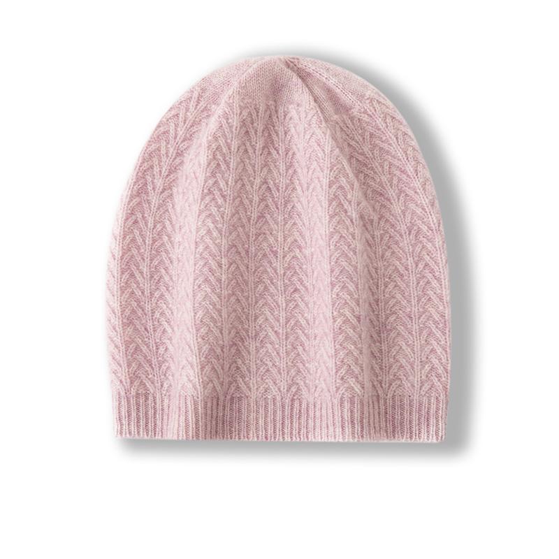 

Women 100% Pure Cashmere Solid Color Beanie Hat Knit Pattern Winter Warm Soft Slouchy Skullies Cap Cold Weather Accessory рожевий