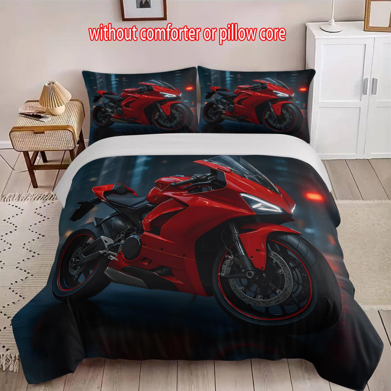 

Motorcycle Racing Three-Piece Digital Printing Quilt Kit Home Textile cover 90 * 200 + and 50 * 75 * 1
