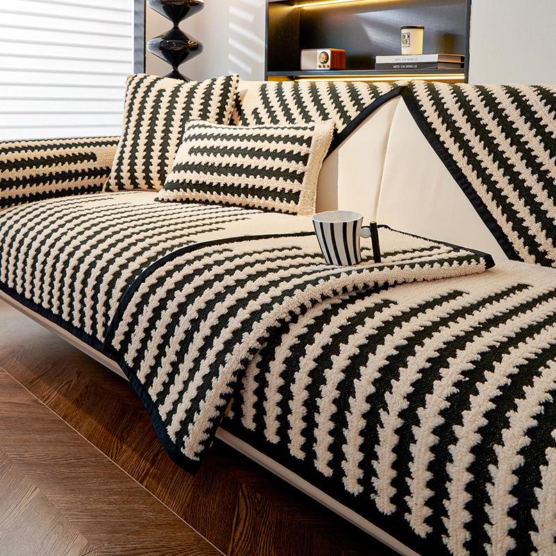 

Простая подушка для дивана из ягненка, утолщенная плюшевая противоскользящая подушка для дивана осенью и зимой, высококачественная ткань для чехла на диван