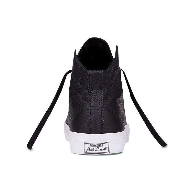 Converse Jack Purcell Leather Slip Resistant Durable High Top Skate Shoes Unisex Sneakers Black 155718C