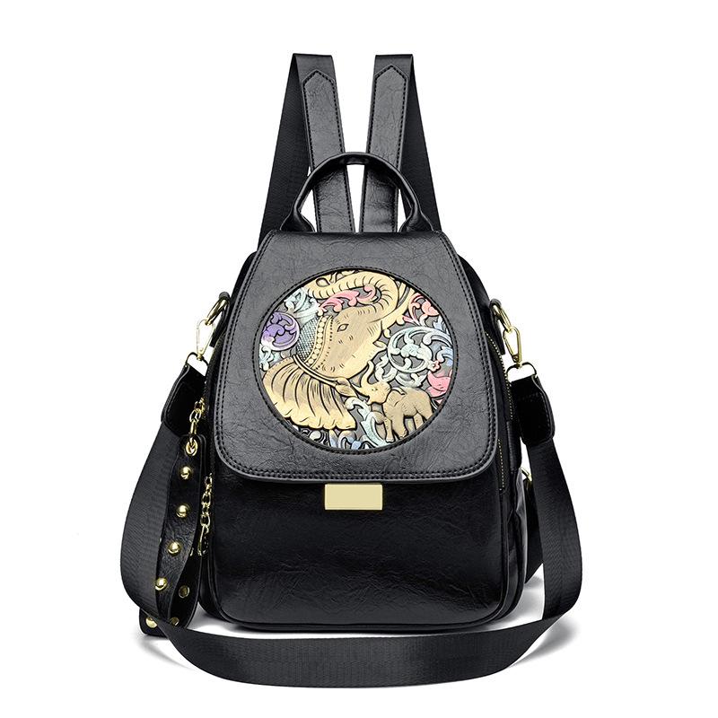 

Женский ретро кожаный школьный рюкзак - Универсальный, Легкий, Вместительный чёрный