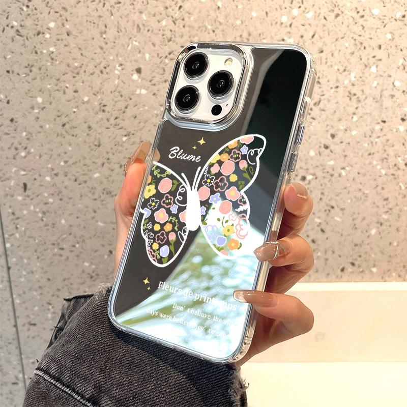Handyhüllen für iPhone 11 13 XR 15 Pro Max 12 14 Pro Max Hülle iPhone 16 XS Max Spiegel Schutzhülle Mirror Exquisite Cartoon Wasserdicht