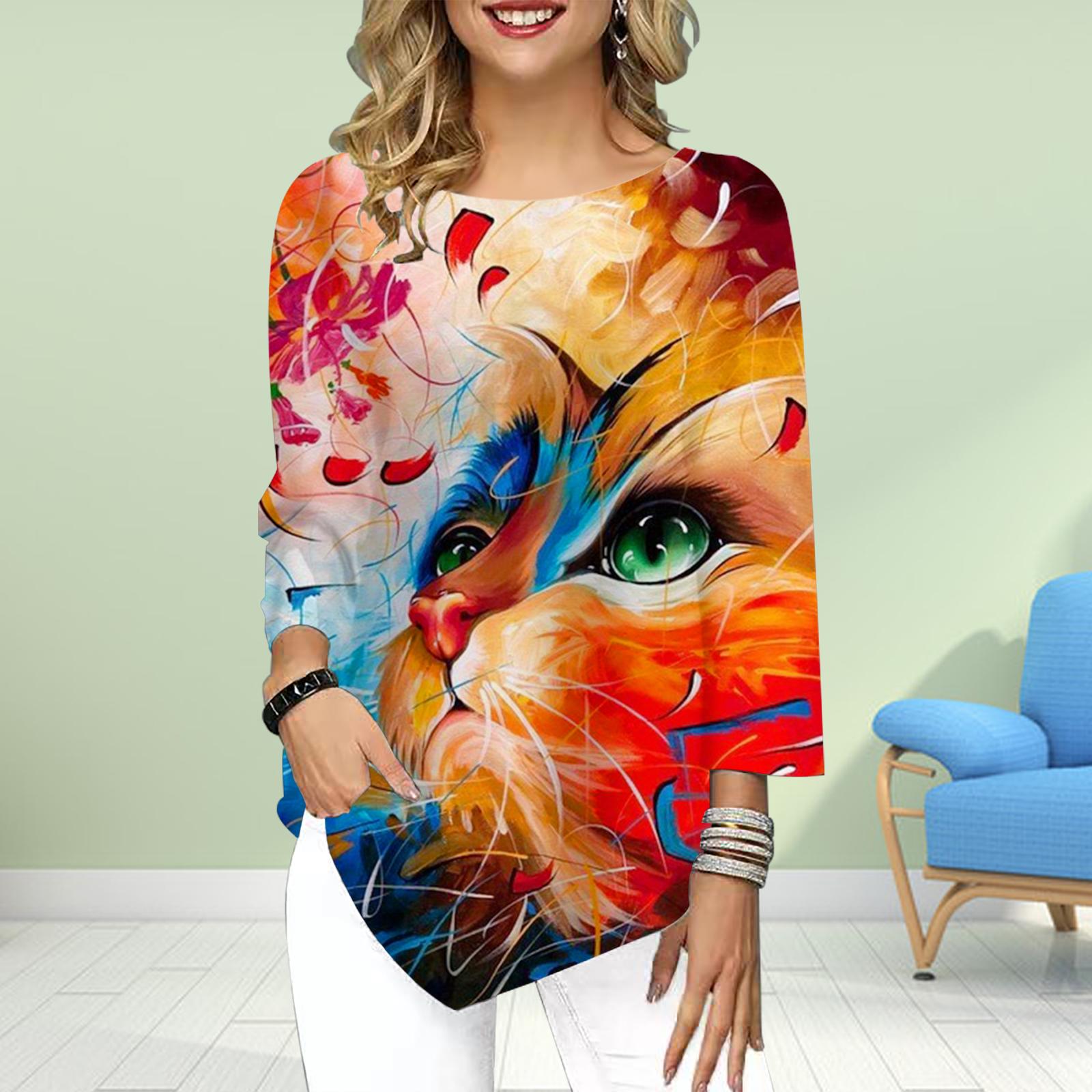 Женская футболка с рукавом три четверти и круглым вырезом — фото 4