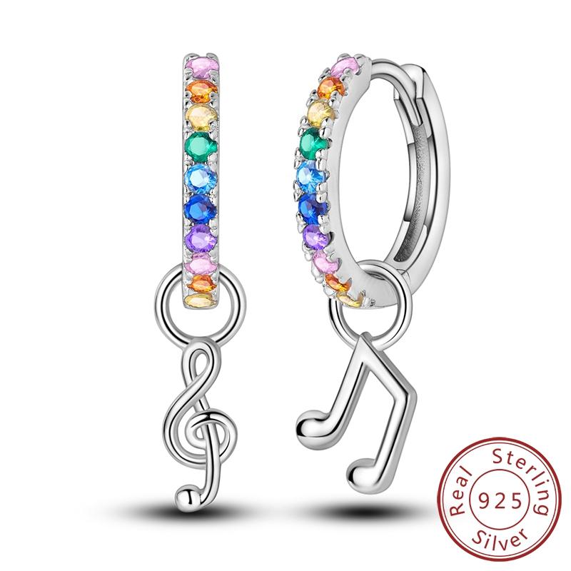 100% Copper Music Notation Earring Zircon Love Lock Hoop Earring For Women Fashion Girl Party Jewelry Gifts