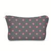 Chic Polka Dot Polyester Makeup Bag Cute Fashionable Cosmetic Pouch with Zipper, Portable Travel Organizer Gift Toiletry Bag