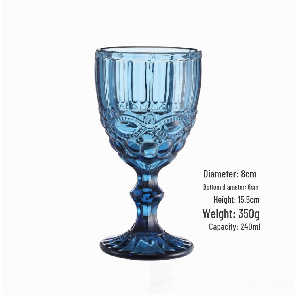 Vintage Embossed High-Footed Red Wine Glass with Bubbles - Wedding Decoration, Child-Friendly, Thickened Design