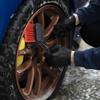 1Pc Soft Bristle Car Wash Brush - Long Handle Tire & Body Cleaning Tool with Red Head for Wheel Hubs