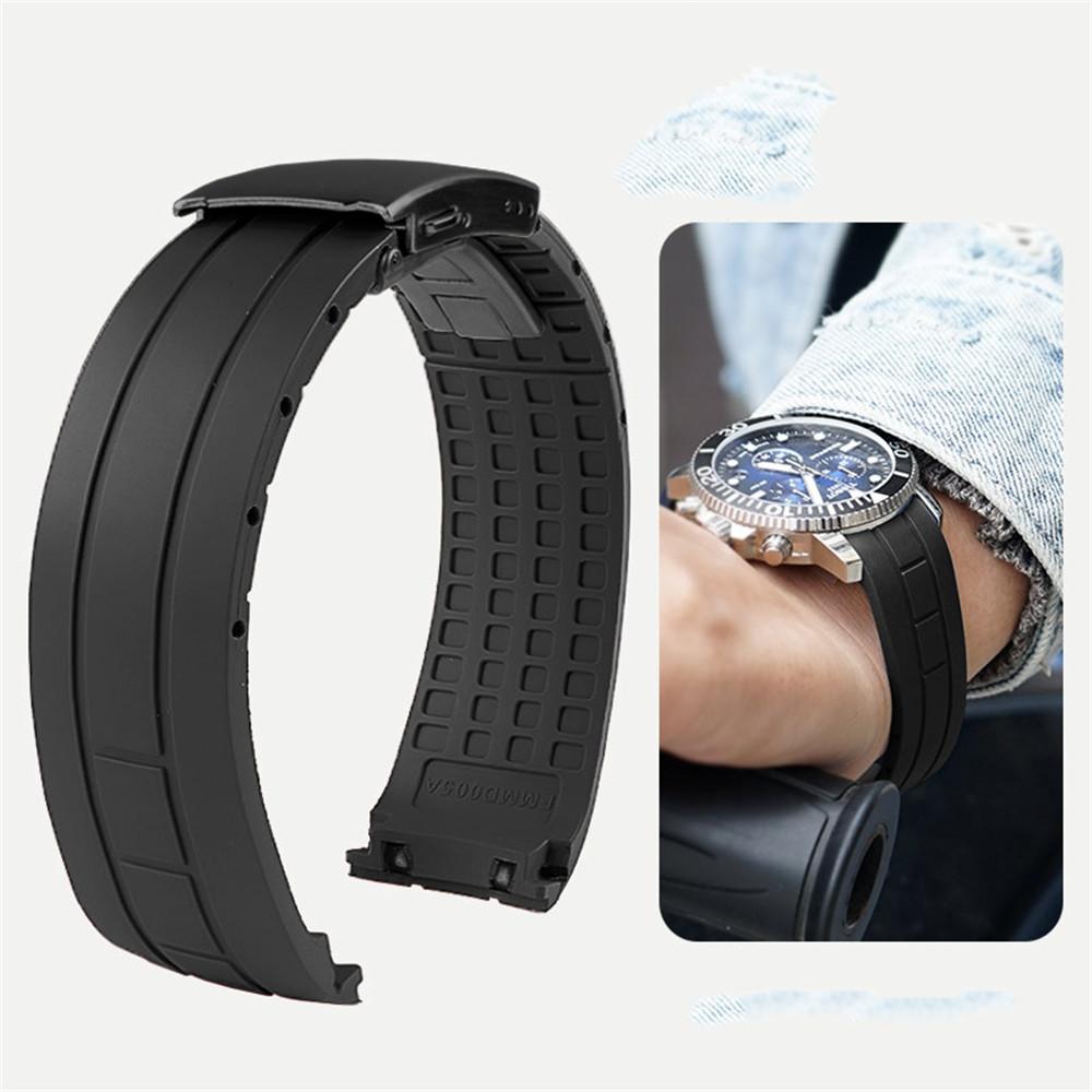 22mm Premium-Grade Rubber Watch Strap Curved End Men Folding Wrist Band Bracelet for MIDO Tissot Seastar T120.407 Watchband