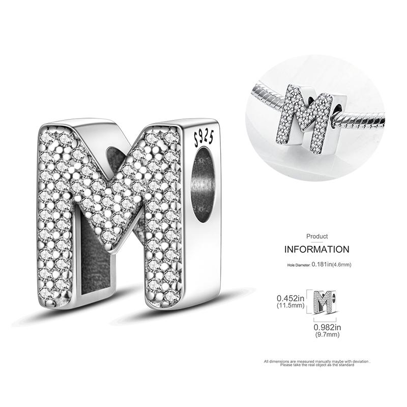 26 A-Z Alphabetperlen Kupfer Liebesbrief-Anhänger Passend für Original 3mm Damenarmband Armreif Cz Zirkonperle DIY Schmuck Geschenk