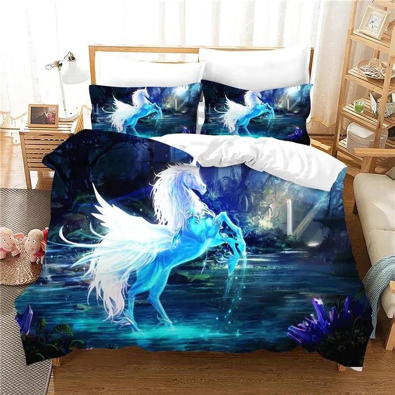 Dropship Beding Set Unicorn 140x210 Dream Soft Duvet Cover Set for Girl Boy Single, Double Sized Dimensions Bedrom Comfortable Quilt Cover Sets
