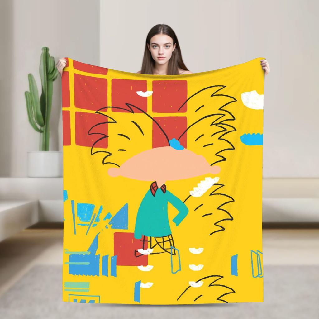Manta do Hey Arnold Qualidade Macia Manta de Desenho Animado Inverno Crianças Adulto Sofá Cadeira Sofá Cama Colcha Gráfica