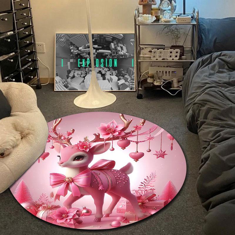Trendy Round Love Multicolor Rug Pad, Non-Slip Floor Mat for Bathroom