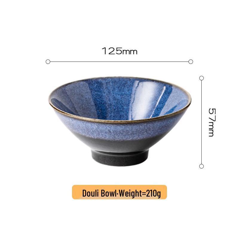 

Abay Retro Kiln Glaze Ceramic Douli Bowl, Starry Blue (Set of 2)