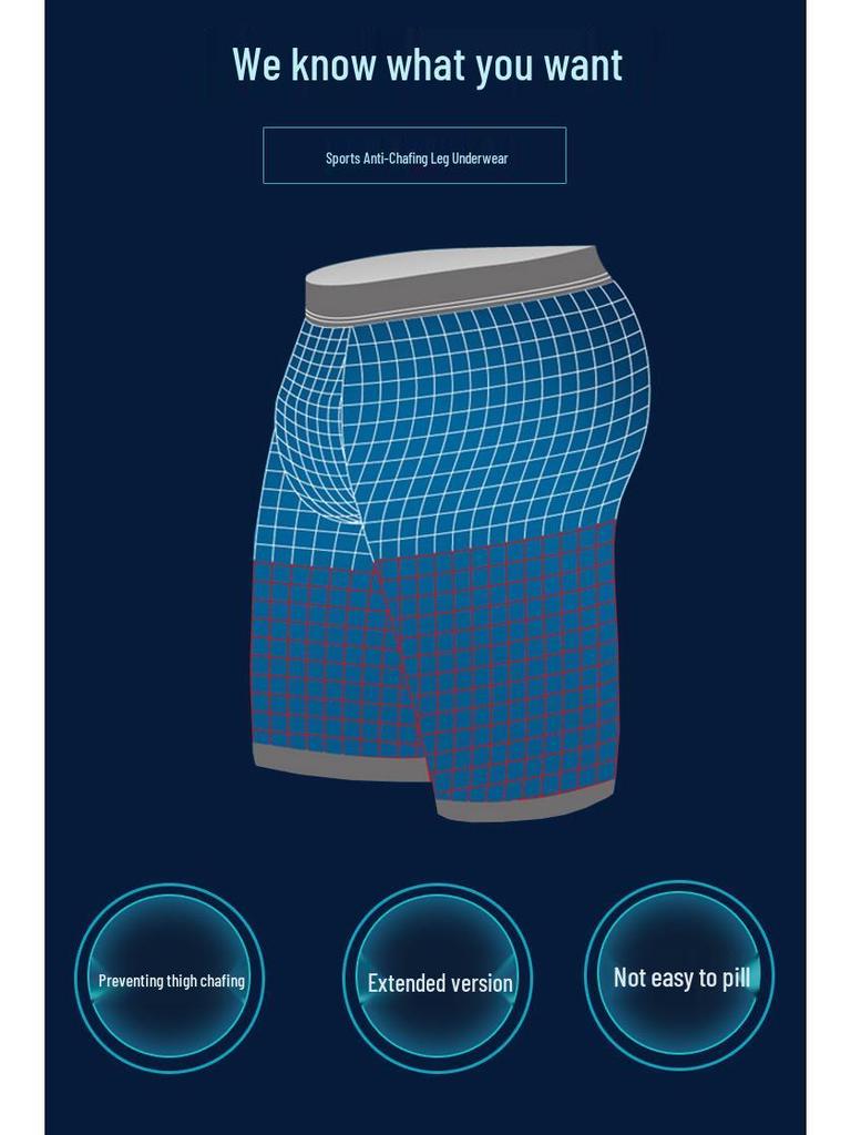 Aokuansu Men's Long Sport Boxer Briefs - Anti-Friction, Plus Size, For Running