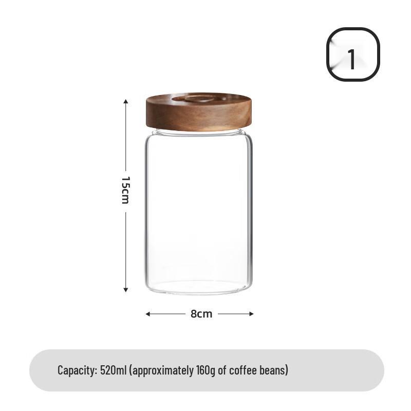 

520ml One-Way Valve Glass Coffee Bean Storage Jar