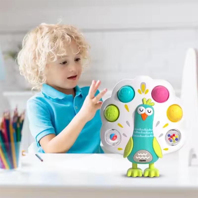 Baby grabbing practice board pressing peacock toy baby decompression puzzle finger training fine motor toy