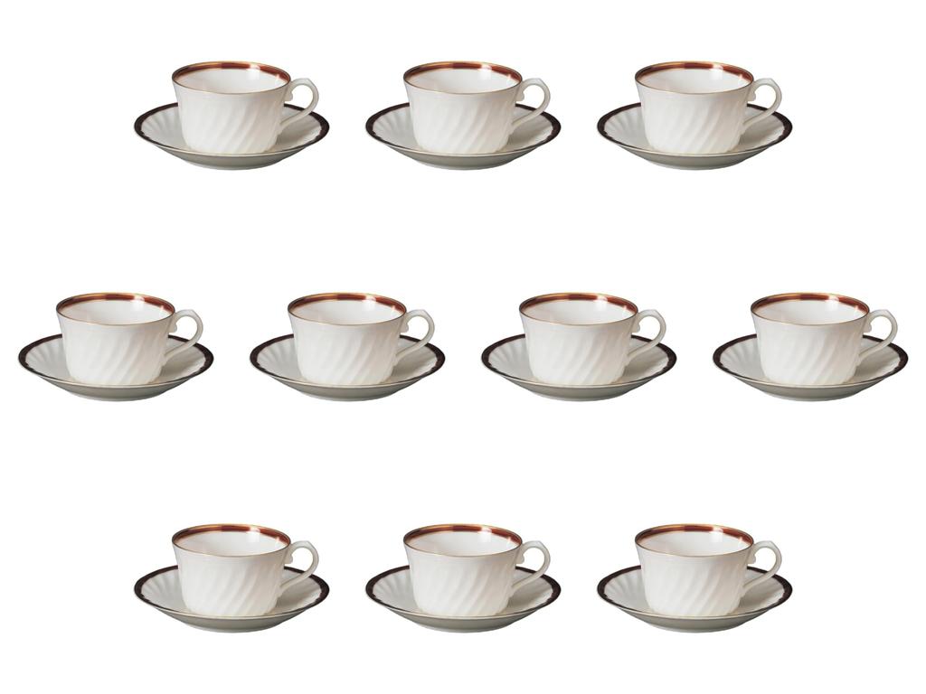 Set of 10 NB Marron Black Tea Cups and Saucers x x Fuse Arita Setomonohonpo [10.5 8.3 5cm, 180cc] Ware, Ware,