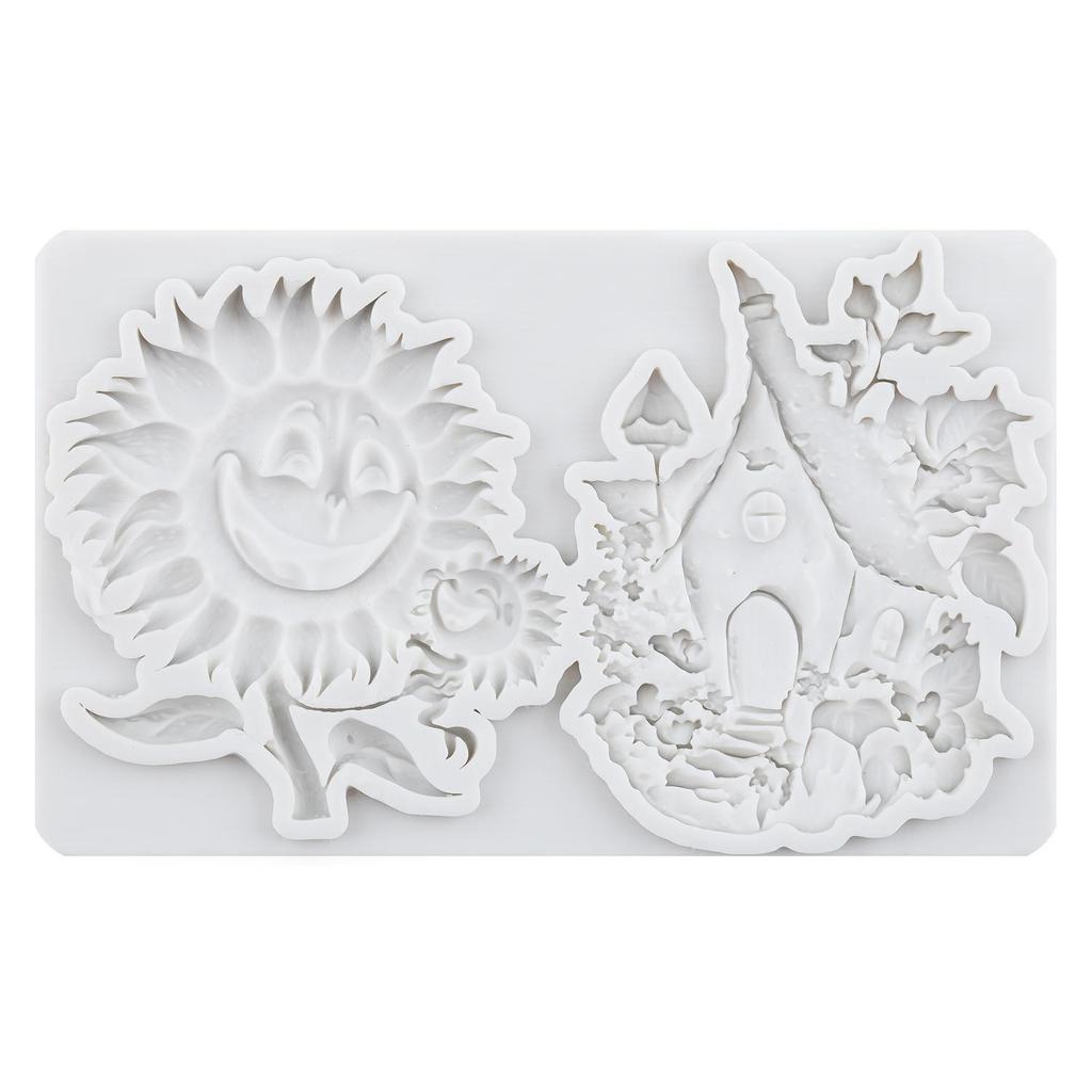 Fairy Garden House Silicone Mold Sunflower House Treehouse Fondant Molds Cake Decorating Tools Theme Cake Dessert Decorated Chocolate Candy Mold