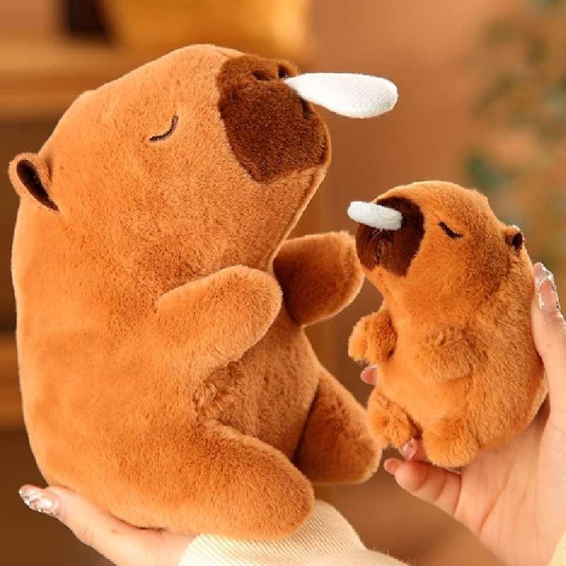 Colorful Capybara Stuffed Animal Key Ring Bag Charm Wag Tail Rodent