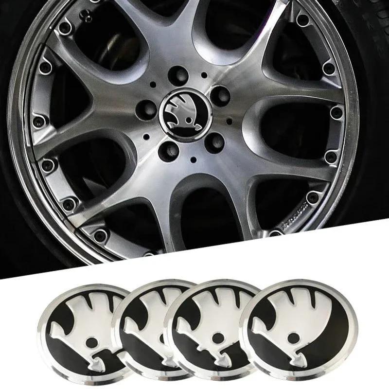 4Pcs 56mm Car Hub Cap Badge Logo Decal For Skoda Octavia KAMIQ KODIAQ SUPERB RAPIDFABIA YETI Wheel Sticker Styling AccessoriesCQ1